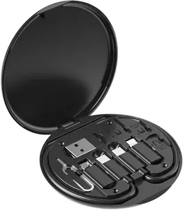 Multifunctional Data Cable Storage Box Adaptor for USB-C and Micro-USB Devices Universal Data Transfer Cable