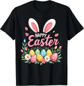100% cotton Unisex Happy Easter Bunny Spring Easter Egg Easter Shirts For  T-Shirt