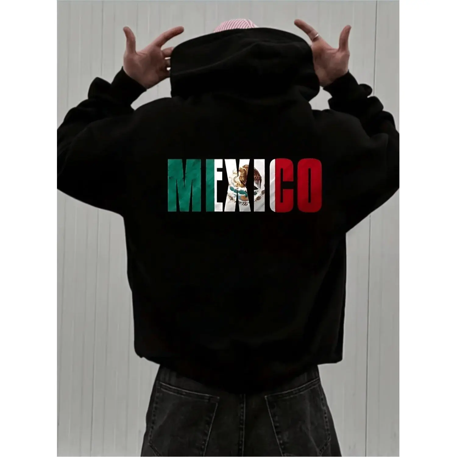 Comfortable Trendy Hoodie Featuring Fresh Natural Design Easy Casual Hooded Zip Up Mexican Flag Pattern And MEXICO Lettering Suitable For Daily Wear And Outdoor Sport Activities