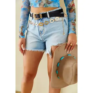 Lydia Distressed Shorts - Light Denim