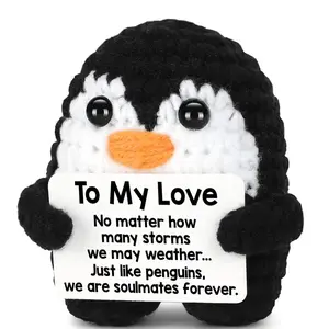 Handmade Crochet To My Love Penguin, Funny Birthday and Anniversary Romantic Gift for Her or Him, Cute Decor and Cool Present for Birthdays, Christmas and Thanksgiving
