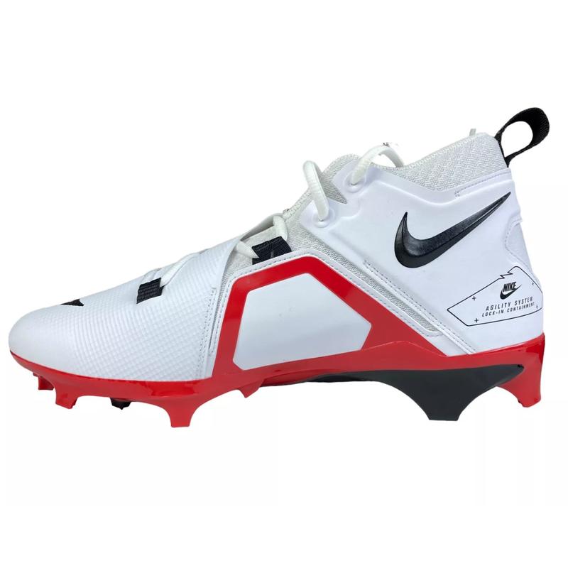 Ohio State Football Team Issued Nike Alpha Menace Pro 3 P White/Black - University Red Pair of Cleats