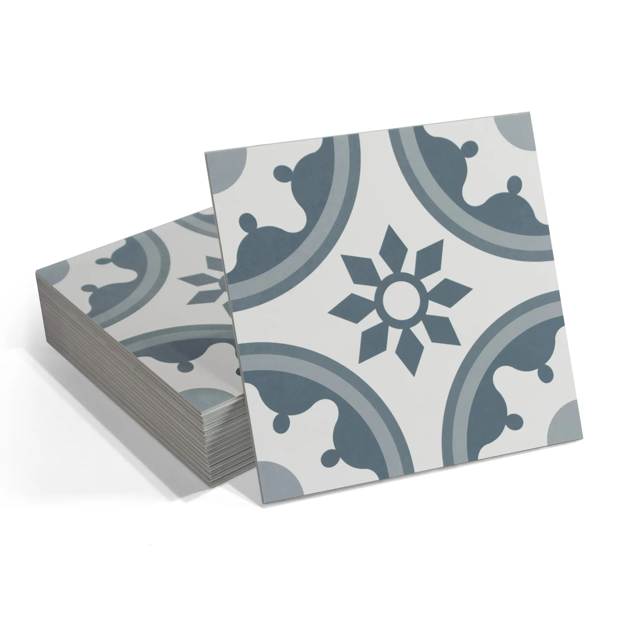 INNO STICKERS 16-Sheet Peel and Stick Floor and Wall Tile for Bathroom Kitchen SPC Vinyl Self Adhesive Flooring Tile 9x9In Patterned Blue Groutble Backsplash Tile, 9.12 Sq Ft.