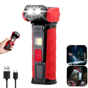 1PC Rechargeable LED Flashlight, 2 Light Sources and 6 Modes, 180° Rotatable, with Magnetic Base, Clip, and Power Bank Function, IP44 Waterproof, Small Torch for Car, Home, Camping, Multifunctional Flashlight
