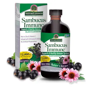 Nature's Answer Alcohol-Free Sambucus Immune Support, 8 Fluid Ounce - Made from 12,000 mg Black Elderberry, Infused with Echinacea and Astragalus Zinc and Vitamin C Supplement Edible Dietary