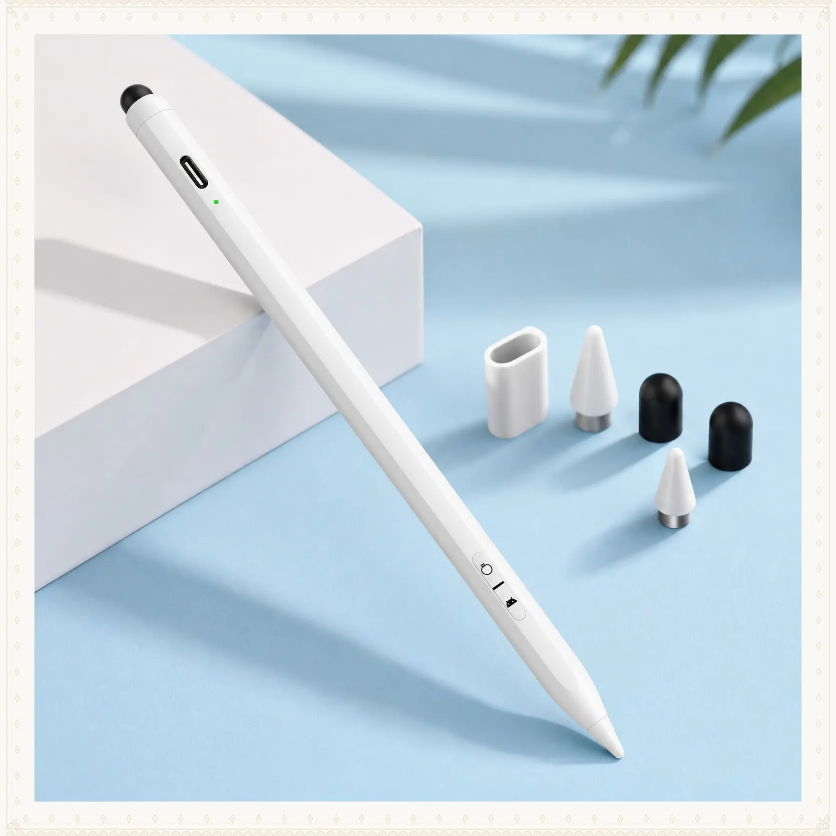 Dual-Tip Universal Stylus Pen - 2-in-1 Wireless USB Rechargeable Pen with Aluminum Body, Fine Tip, High Sensitivity, Magnetic Design for Smartphones, iPads, Samsung & Android Tablets
