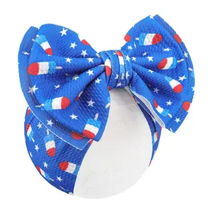 BY-X 7'' 1pcs 4th of July Baby Headbands Girl Hair Accessories with American Flag Ice Cream Pattern Independence Day Baby Bow Fits Baby Girl Outfits