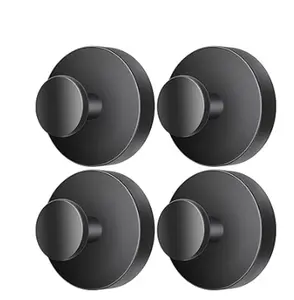 Kitchen oil-resistant suction cup wall hooks, set of 4 stainless steel, no drilling required; pot lid hanger and kitchen tool storage organizer hooks bedroom