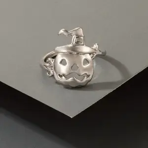Jemz Silver Jewelry Halloween Pumpkin Jack-O-Lantern Ring