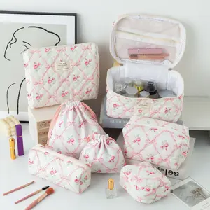Floral Pattern Makeup Bag Set, 7 Counts/set Large Capacity Travel Cosmetic Storage Bag, Zipper Makeup Organizer Pouch for Travel, Gym, Office, Home, Travel Cosmetic Bags