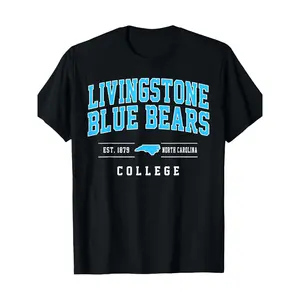 Livingstone College Blue Bears Vintage-Inspired Cotton T-Shirt for Men & Women - Breathable, Machine Washable, Bohemian Style,Made in USA