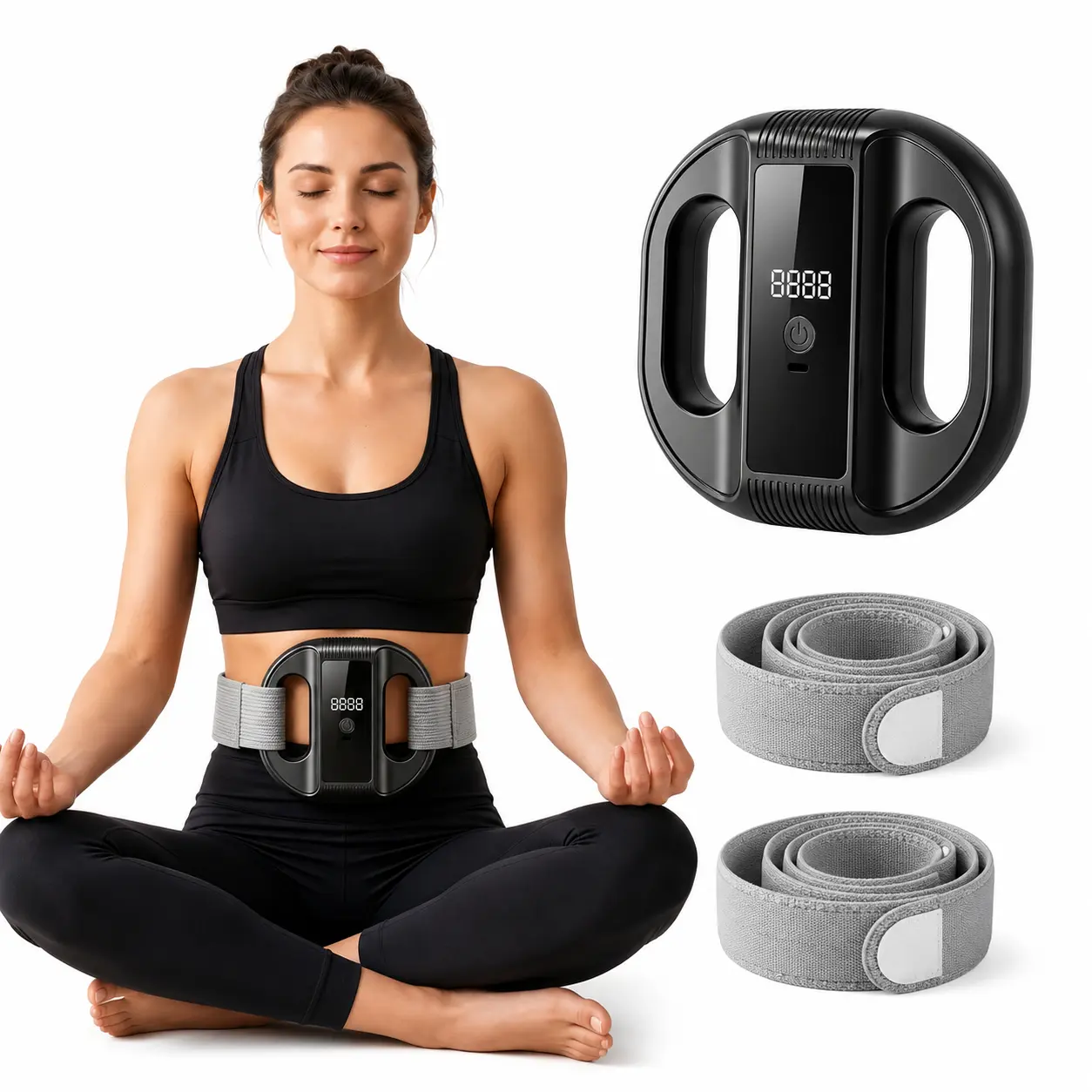 Wearable Fascia Massage Ring - Hands-Free High-Frequency Vibration Muscle Massager with 15 Levels, 2 Washable Straps for Office, Home (Sports & Outdoor Fitness Vibration Trainer)