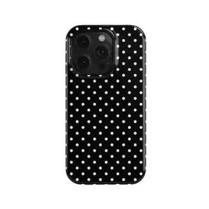 Black Polka Dot Anti-Drop Phone Case for iPhone 17 Pro Max 16 15 14 Aesthetic Black and White Cover with Shockproof Protection and Stylish Design