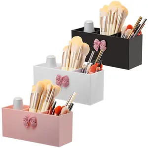 Simple Makeup Brush Storage Box, Cosmetic Tool Organizer, Eyebrow Pencil Case, Compartment Desktop Stationery Holder