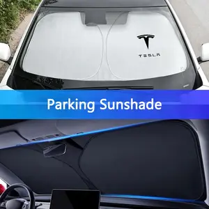 Car Windshield Sun Shade Cover, Sun Protector Board for Tesla Model 3, Model S, X, Y, Roadster, Spacex, Protects Dashboard From Heat