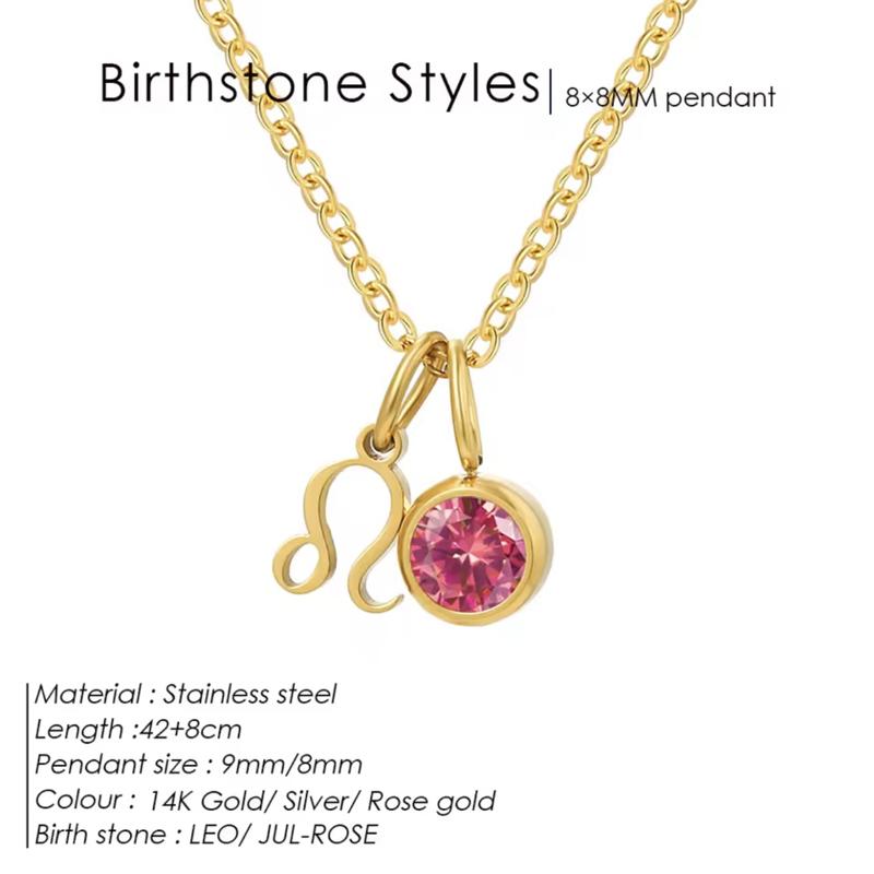 Zodiac Birthstone Necklace | Dainty Crystal Birthstone Necklace | Gold Stainless Steel | Gemstone Jewelry | Hypoallergenic Jewelry | Natural Crystals