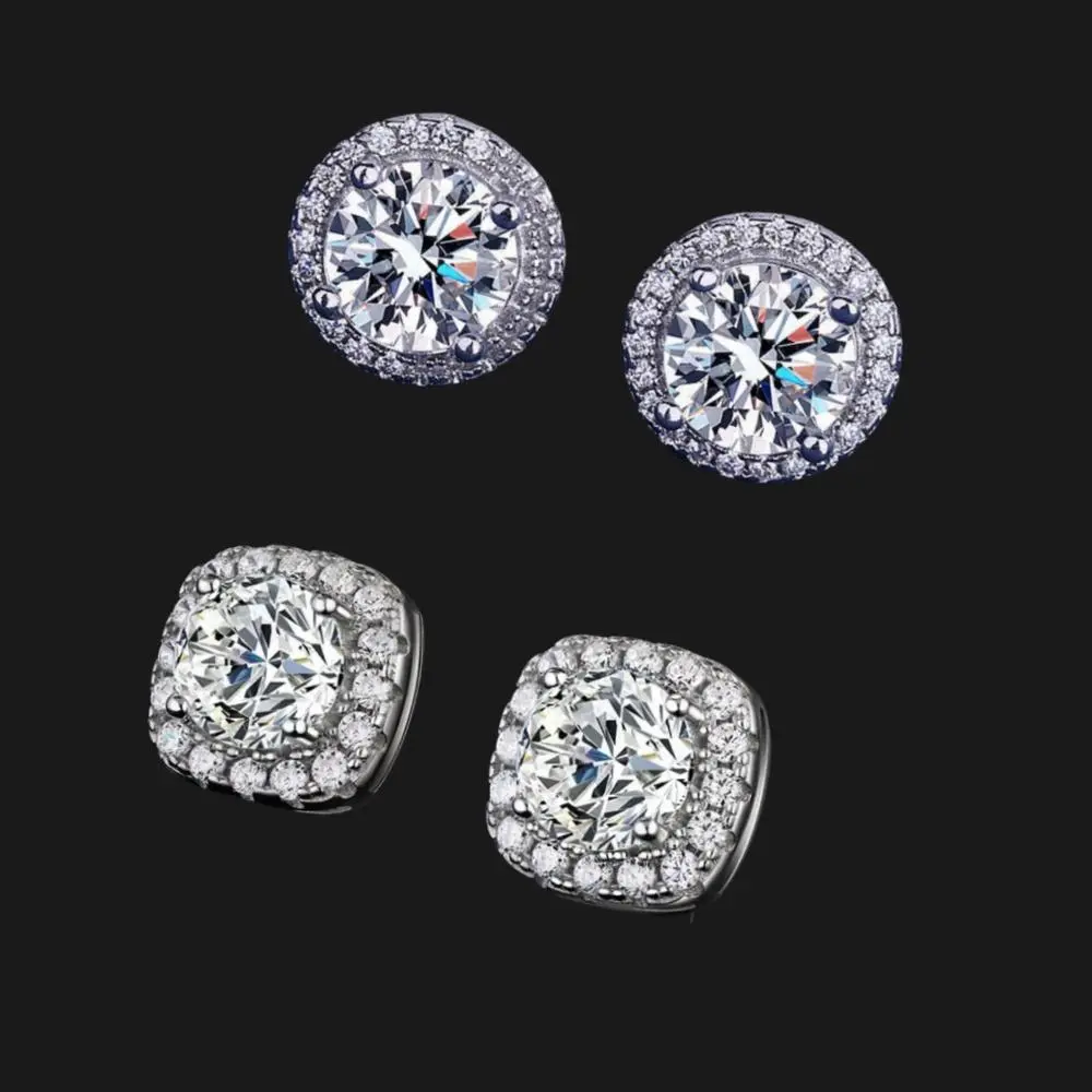 Classic Moissanite Stud Earrings, S925 Sterling Silver Jewelry for Men & Women, Elegant Men's Accessories & Mother's Day Gift with Certificate