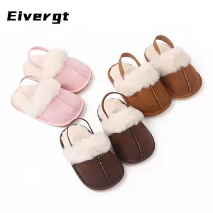 Fluffy Baby Slides Slippers Soft Plush Warm Non Slip House Shoes for Toddlers Boys Girls Winter Indoor Outdoor