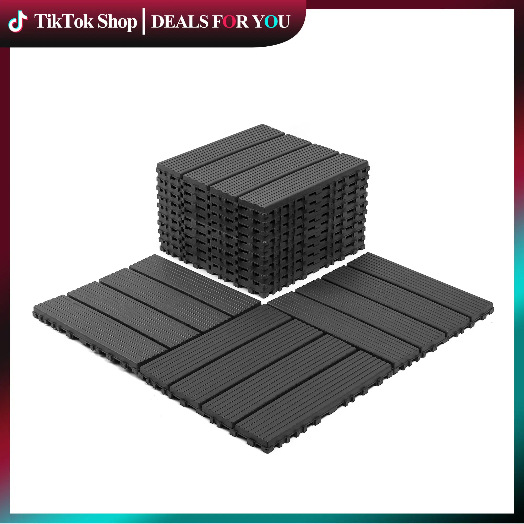 ZUGELAN 44-Piece Interlocking Patio Deck Tiles - 12"x12", Easy-to-Install, Easy-to-Clean Outdoor Flooring for Porch, Backyard