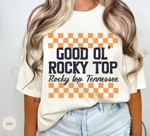 Comfort Colors Rocky Top T-Shirt - Tennessee Football, Distressed Checkerboard Tee - Volunteers Game Day Gift, Gift For Sports Lover, Full Sizes, Full Colors