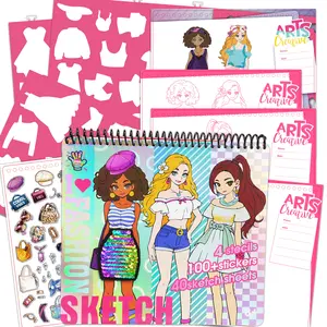 Fashion Design Sketch Pad & Coloring Book – Beginner Drawing Kit with Templates, Stickers & Design Guide for Girls Ages 8+