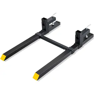 Clamp-On Pallet Forks, 2000 Lbs Capacity, 43-Inch Length, Adjustable Stabilizer Bar, Heavy-Duty Pallet Forks For Tractor Attachments, Skid Steer Loader Bucket, Forks For Tractor Bucket
