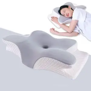 Single Piece 100% Polyester Memory Foam Neck Pillow 62x41x12cm Portable Inflatable Linen Massage Therapy Sleep Function for Sale