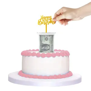Money cake pull out kit includes 1 money box 1 plastic roll 50 transparent bag connected pocket and happy birthday cake topper for birthday parties