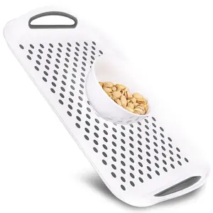 Non-Slip Serving Tray with Easy Grip Handles – White Portable Food Tray for TV, Couch & Bed Organiser Plastic Lightweight