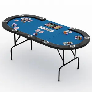 Garvee 10-Player Octagon Poker Table with Foldable Legs and Cup Holders, Professional Texas Hold'Em and Blackjack Casino Game Table for Home, Parties, and Card Nights