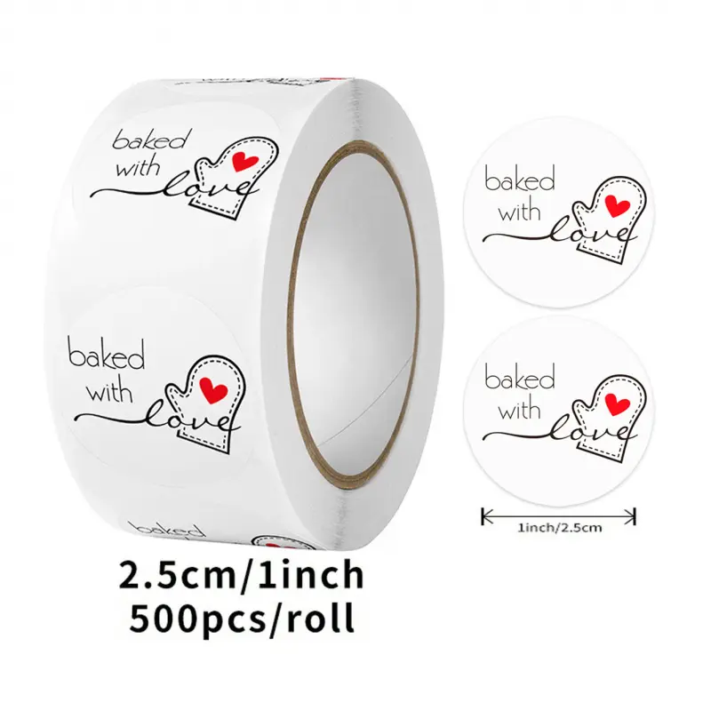 1inch Baking label sealing stickers, handmade dessert adhesive stickers, craft gift sealing stickers, baked with love, Decoration Sticker, Decorative Labels, Sticky Labels