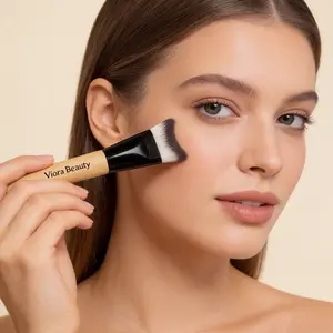 Viora Beauty Angled Flat Makeup Brush for Foundation Contour & Concealer Soft Synthetic Bristles Face Blending Brush Smooth Application Easy Blending Daily Makeup