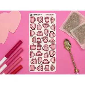 Valentine Themed Cupful of Love Color Sticker Sheet
