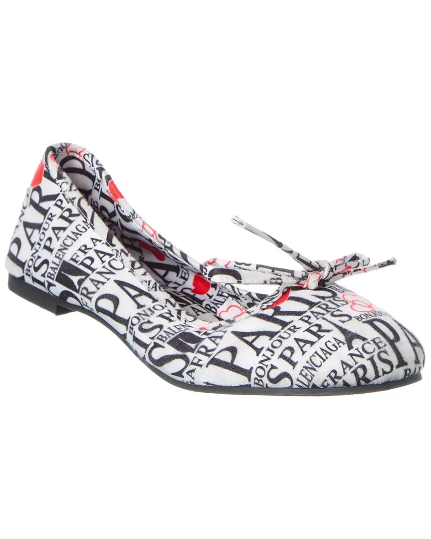 Balenciaga Logo Satin Ballet Flat