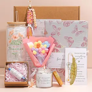 Teacher Appreciation Gifts for Women| Graduation & End of Year for Teacher Gift Basket Classroom, Thanksgiving Retirement & Birthday| Best Thank You Gift Box Set with Glass Cup, Butterfly Notebook