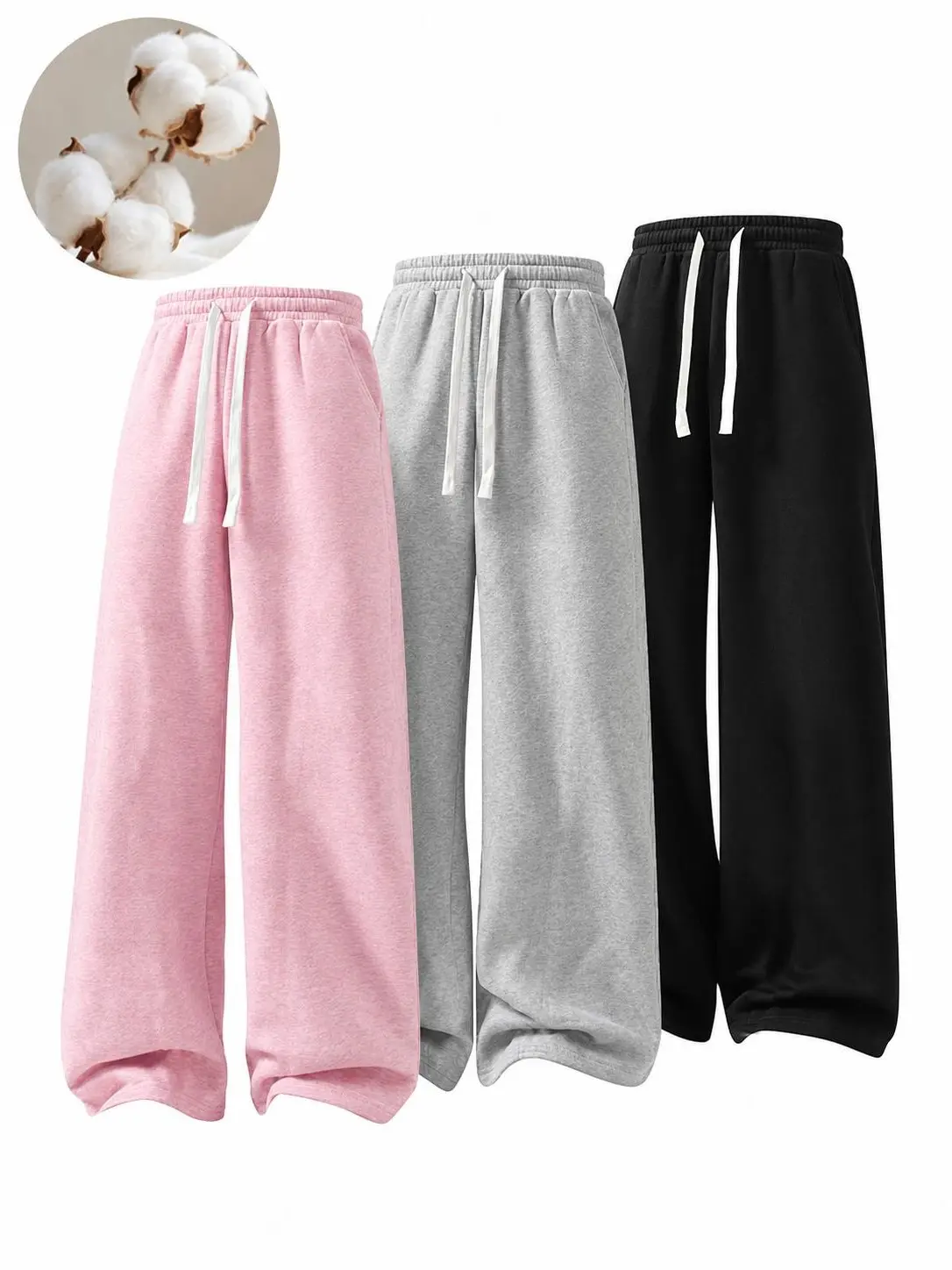 Men's Solid Thermal Lined Drawstring Waist Pants, Casual Comfy Loose Fitting Trousers for Fall & Winter, Men's Bottoms for Daily Wear, Relaxed Fit Sports Jogger Sweatpants Menswear sweatpants men pants men Outfit Socks ,Elastic,Moisture-,,Hiking,Snowpants