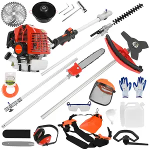 summervibes 52CC 6-in-1 Multi-Functional Trimming Tools with Gas Hedge Trimmer,Summervibes,Summervibes,Weed Eater,String Trimmer,Brush Cutter,Edger & Pole Saw Chainsaw Pruner Whacker Shoulder Super Brand Day