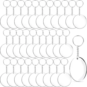108 pieces (36 sets) of blank acrylic keychain set, including 36 blank pieces, 36 keychains, and 36 split rings. Suitable for DIY projects and craft gifts with acrylic blank discs, keychains, and jump rings