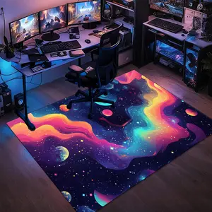 Dream Universe: Colorful Star Waves & Planets,matrix e-sports themed rectangular velvet rug, Geometric Graphic Rug, artistic&stylish,HD print,double-locked edges.Machine/hand washable,non-slip,easy-care,multi-scene for home&game rooms.
