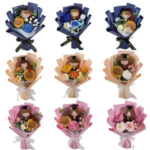Custom Crochet Graduation Bouquet | Class of 2026 Gift with Cute Graduate Doll & Handmade Flowers | Unique Graduation Gift for Her Him
