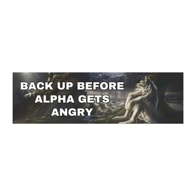 Humorous Alpha Wolf Meme Car Magnet: Funny Auto Decal Magnetic