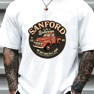 Vintage Americana Salvage Truck Graphic Tee - Retro 1950s Style Cotton T-Shirt, Soft Breathable Crew Neck Short Sleeve Top for Men and Women, Perfect Gift for Car Enthusiasts and Auto Lovers
