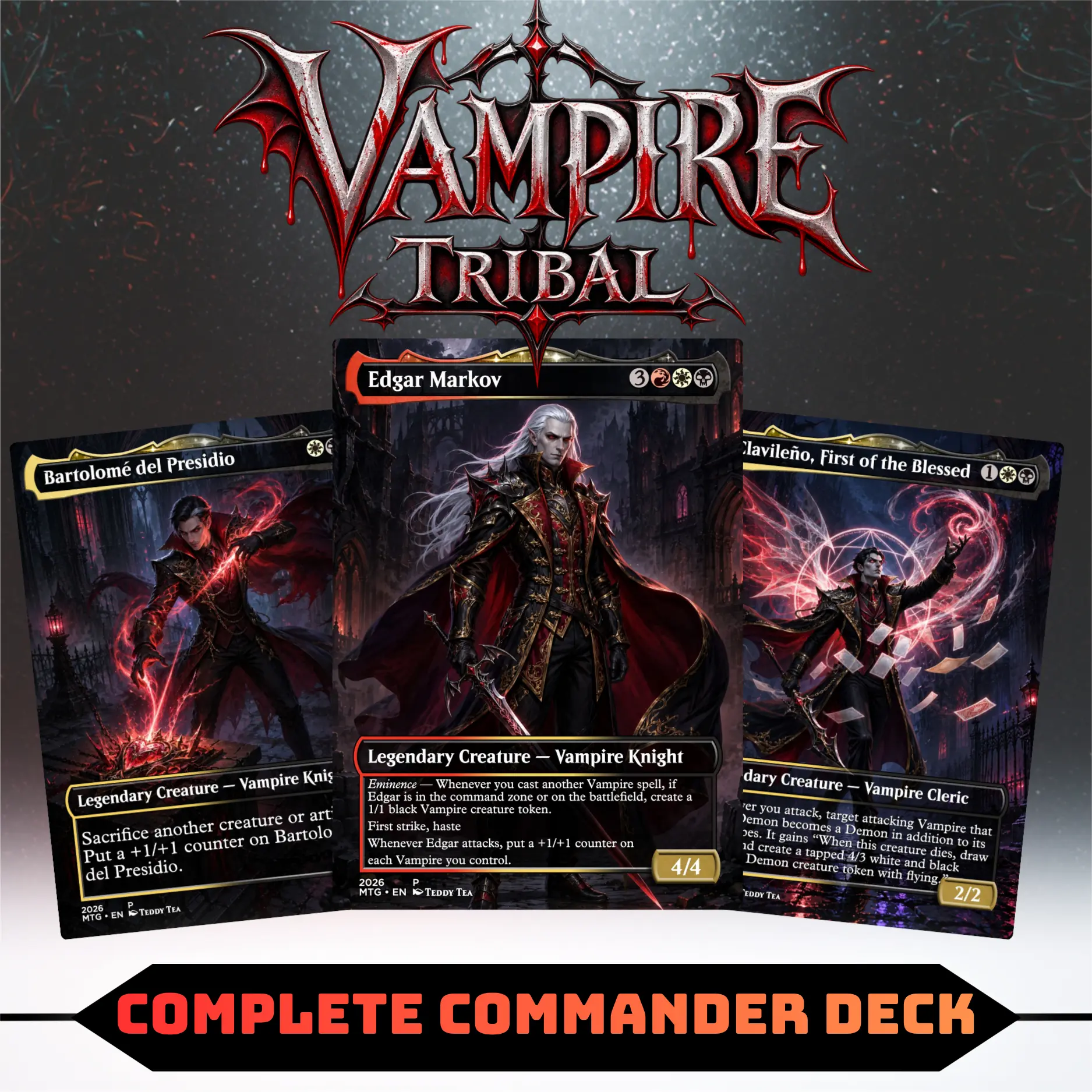 Vampire Tribal Commander Deck | 100 Cards + Tokens | Custom Proxy Cards