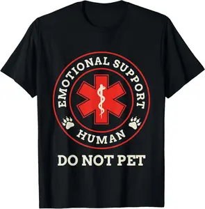 Unisex，Emotional Support Human Do Not Pet Service Dog Love Humor T-Shirt Casual Summer Birthday Top