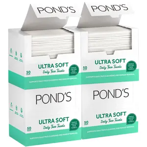 POND’S Ultra Soft Daily Face Towels, Single-Use 4-Pack (50 Per Box)