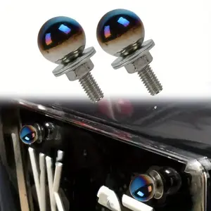 Neo Chrome License Plate Frame Bolts – Universal JDM Burnt Titanium License Plate Screw Kit, Anti-Rust Decorative Car Tag Fasteners for Front & Rear Plates