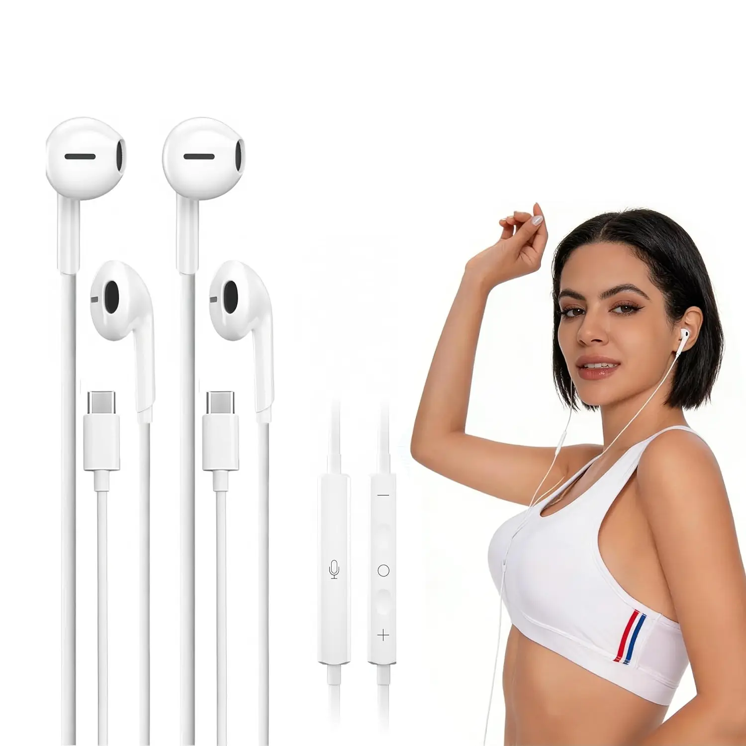 2 Pack Type-C Headphones for iPhone 17/16/15 Pro Max, iPad Plus, Samsung S25/s24/s23/s22, Wired Earbuds with Mic, USB C Earbuds, In Ear Design, 1.2m/4ft Cable, In Ear Headphone
