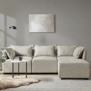 360 stand Molly Modular Armless Linen Fabric Sofa Couch, 30x34x28", Modern Sofas Couches, Modular Furniture Set (II100-0544), Modular Sofa Set