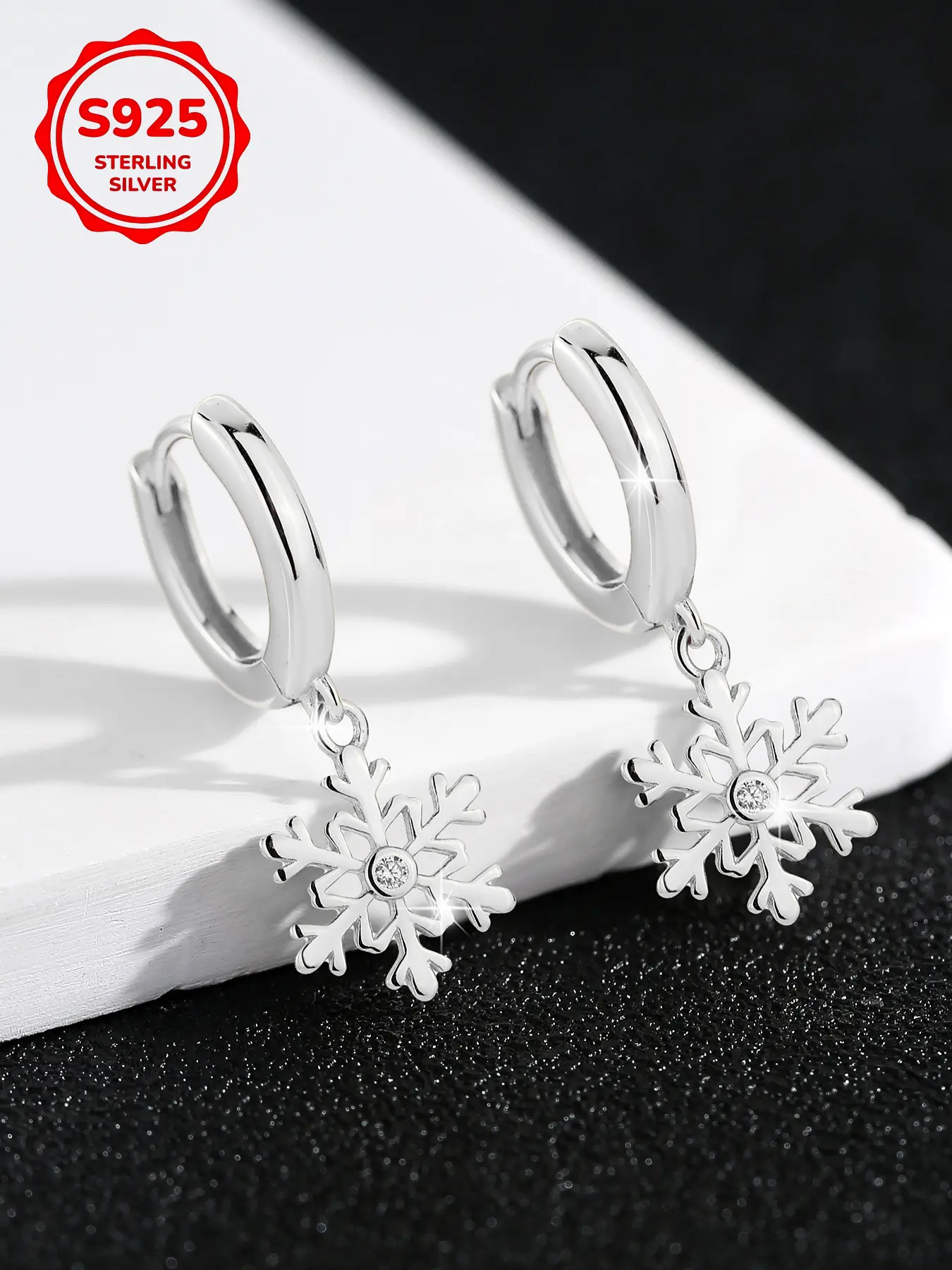 Korean Style S925 Sterling Silver Snowflake Earrings, Romantic Christmas Series, Simple and Versatile Ear Rings, Perfect Birthday Gift, Earrings Jewelry