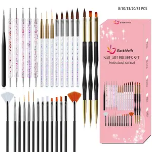 New Nail Art Brush Tool Set Includes Nail Brushes/Double-Ended Dotting Pens/Liner Brushes/Carving Brushes/Builder Brushes Designed for Nail Painting, Carving, Gems Application, Gel Nail Art, Gradient Multiple Configurations Available